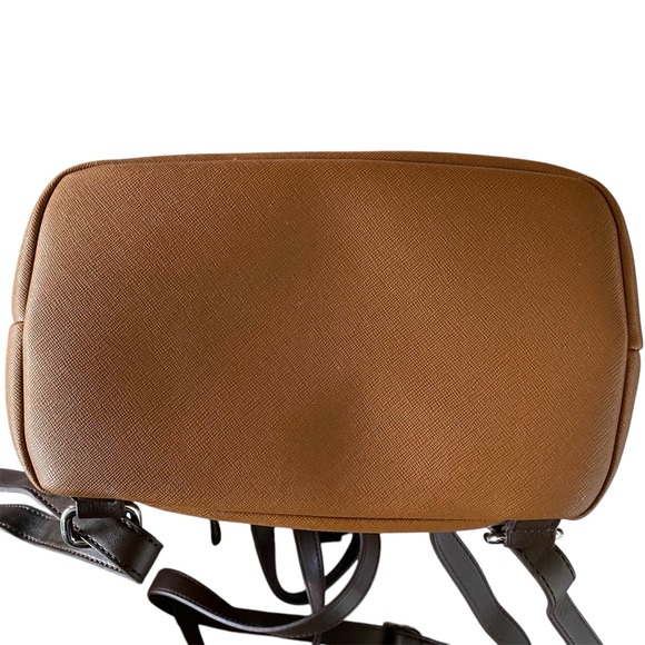 NWOT AURIELLE By CarryLand Leather Tan & Brown Backpack - Picture 3 of 7